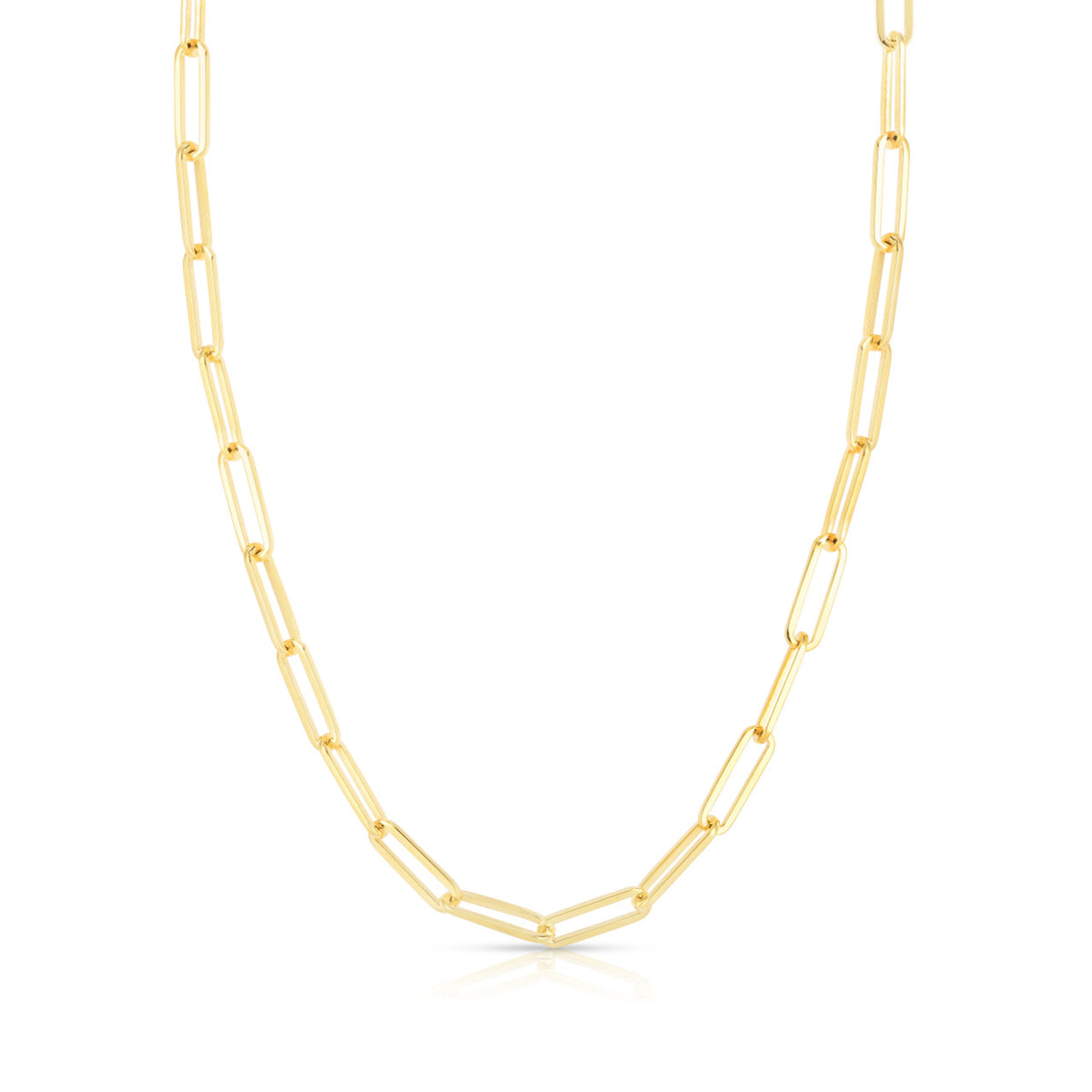 Long Link Necklace, 14k yellow gold, 16 inches - URBAETIS Fine Jewelry