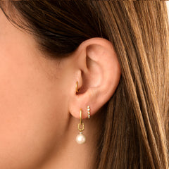 Pearl and Diamond Twisted Drop Earrings, 14K Yellow Gold- URBAETIS Fine Jewelry