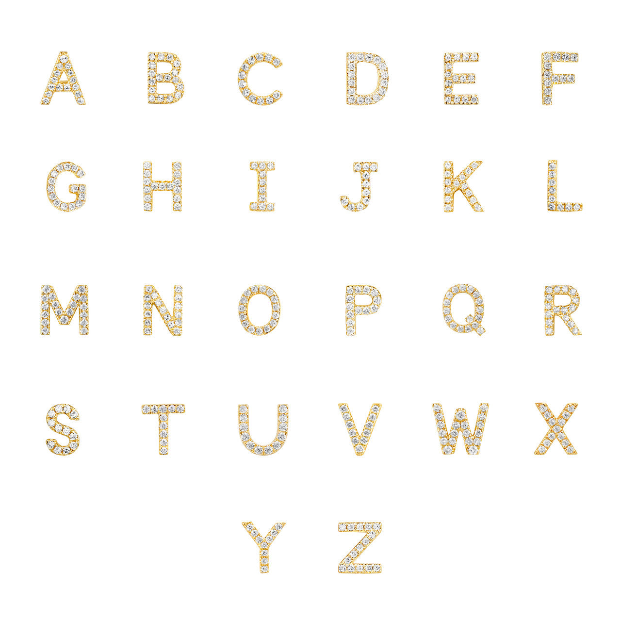 Petite Initial Diamond Letters, 14k yellow gold - URBAETIS Fine Jewelry
