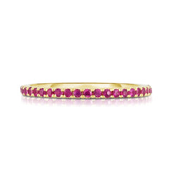 Hot Pink Sapphire 1/2 Eternity Ring, 14k yellow gold - Urbaetis Fine Jewelry