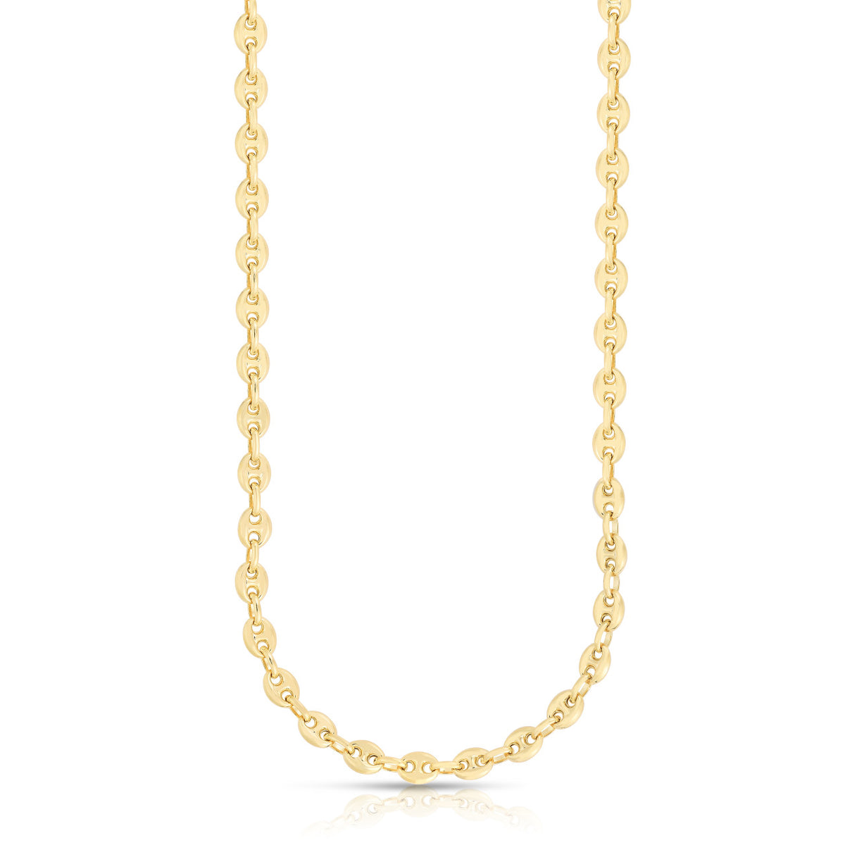 Puffed Mariner Link Necklace, 14k yellow gold, 18" - URBAETIS Fine Jewelry
