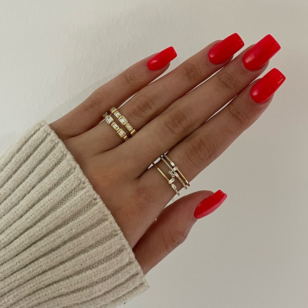 Baguette Waterfall Ring, 14K Yellow Gold. 0.37 carats, URBAETIS Fine Jewelry