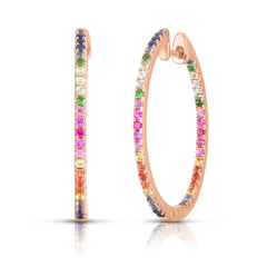 Rainbow Gemstone Hoops, 14k rose gold - Urbaetis Fine Jewelry