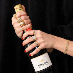 Single Diamond Evil Eye Ring, 14K yellow gold, 0.6 carats- URBAETIS Fine Jewelry