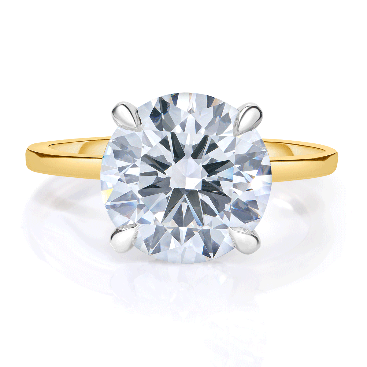 3.02 Round Lab Diamond in Skinny Solitaire with Hidden Halo