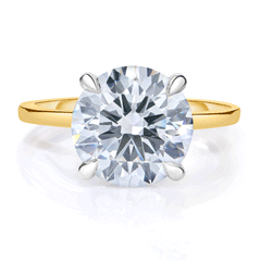 3.02 Round Lab Diamond in Skinny Solitaire with Hidden Halo