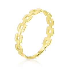 Square Chain Link Ring, 14k yellow gold - URBAETIS Fine Jewelry