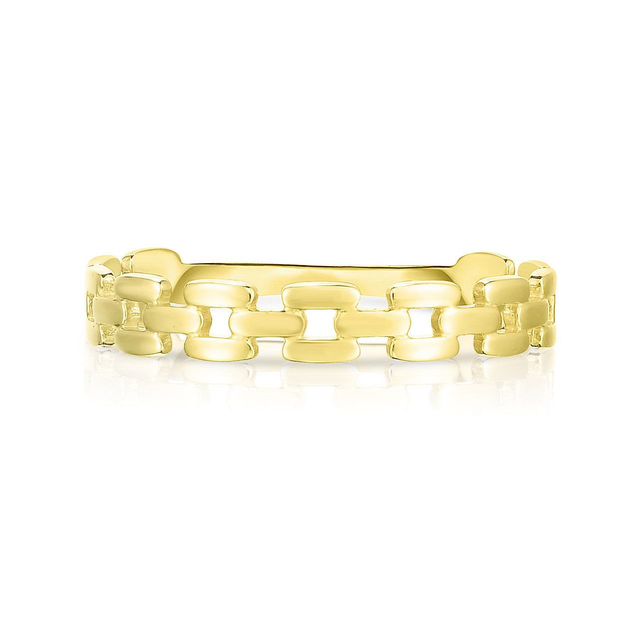 Square Chain Link Ring, 14k yellow gold - URBAETIS Fine Jewelry