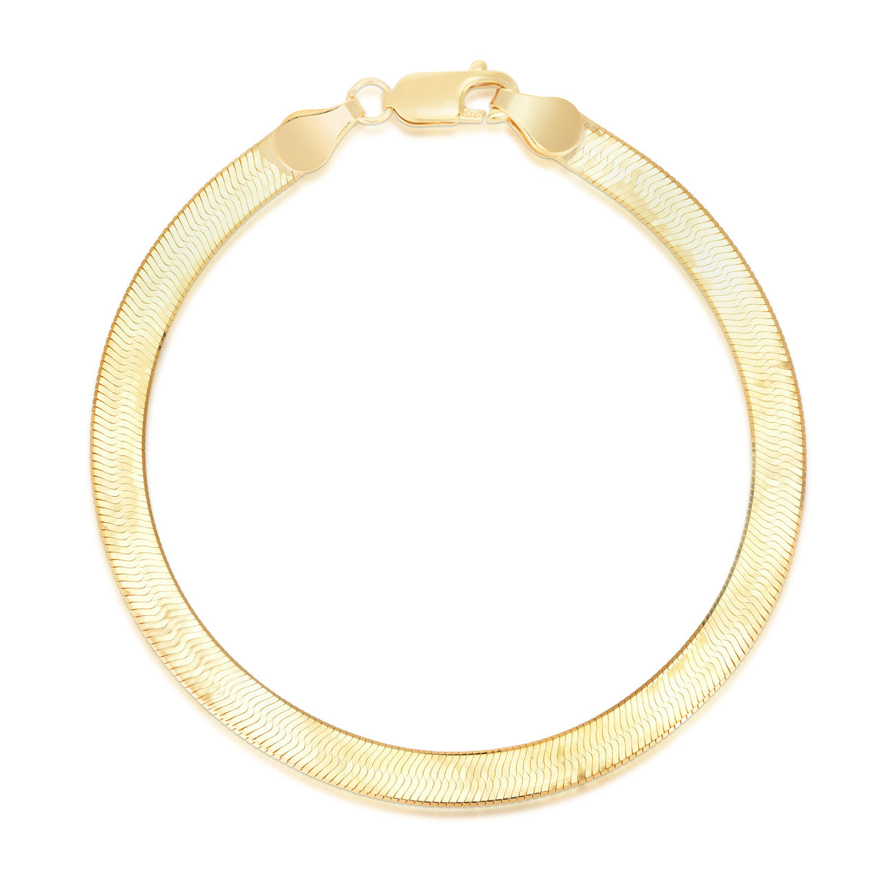 Herringbone Bracelet, 14k yellow gold, 4.6mm width, 7" length - URBAETIS Fine Jewelry