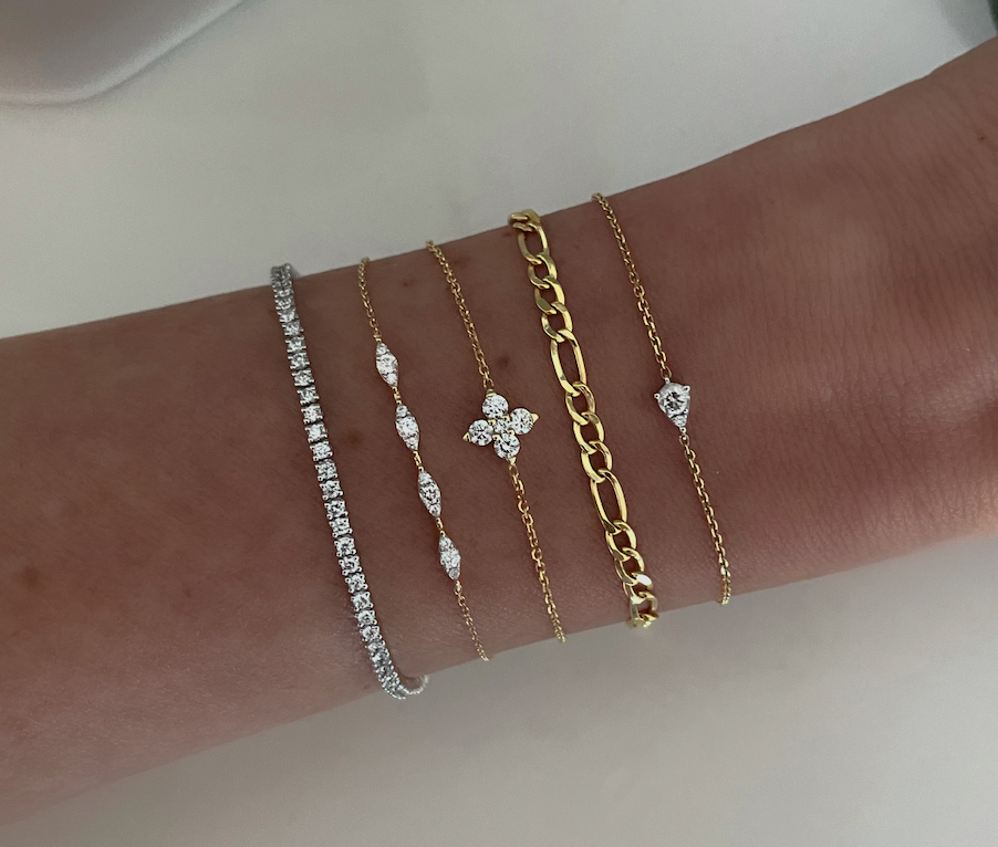 Figaro Chain Bracelet, 14k yellow gold, 7" - URBAETIS Fine Jewelry