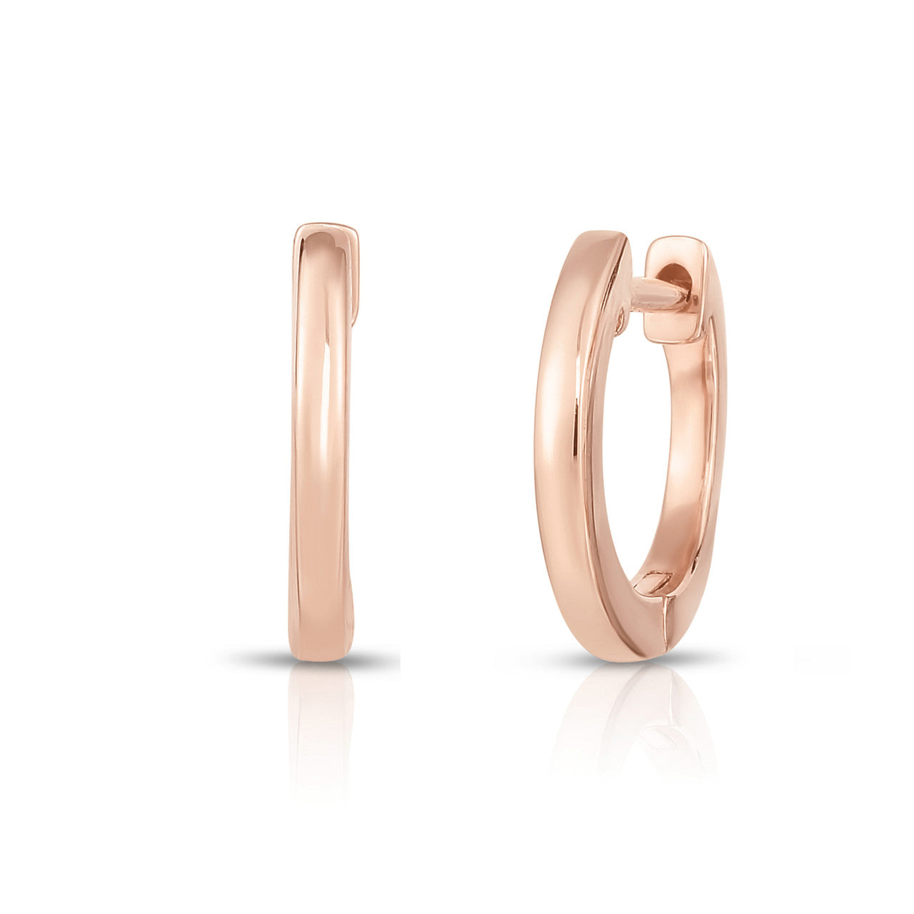 Solid Gold Huggie Hoop Earrings, 14k rose gold - Urbaetis Fine Jewelry