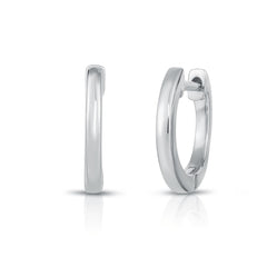 Solid Gold Huggie Hoop Earrings, 14k white gold - Urbaetis Fine Jewelry