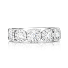 Mixed Square Shape and Round Diamond Cluster 1/2 Eternity Ring, 14k white gold - Urbaetis Fine Jewelry