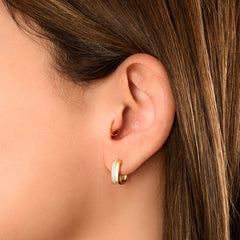 Square Diamond Line Huggies, 14k yellow gold, 0.11 carats - URBAETIS Fine Jewelry