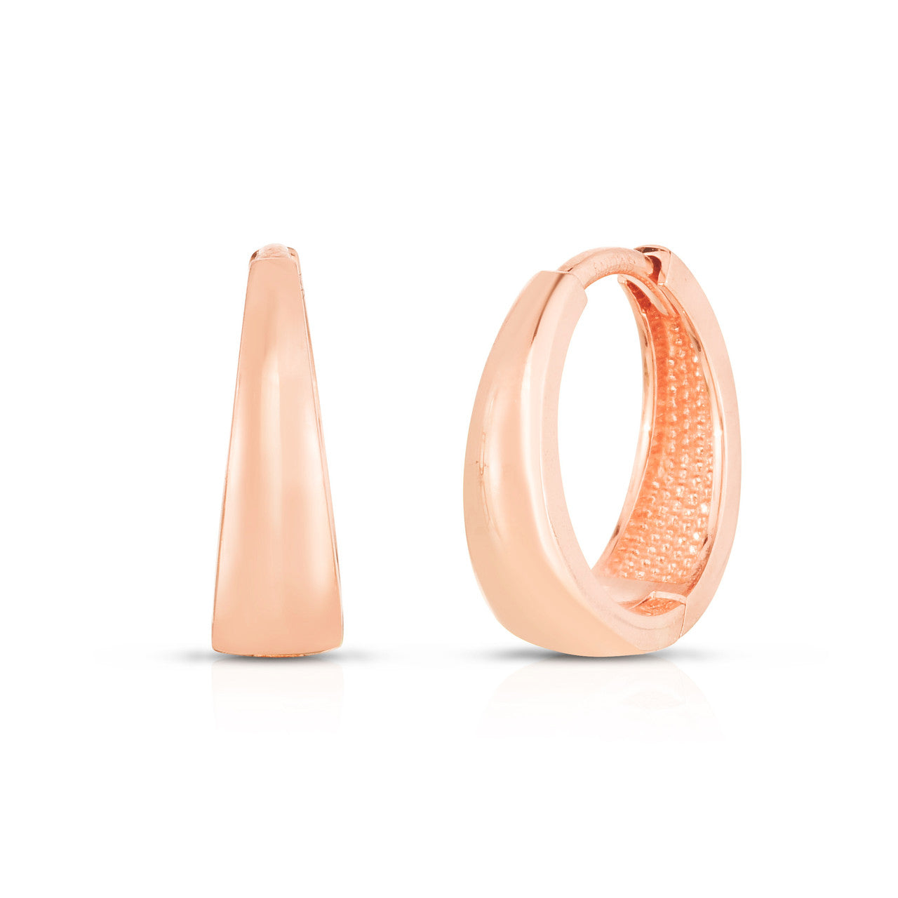 Tapered Gold Huggies, 14k rose gold - URBAETIS Fine Jewelry