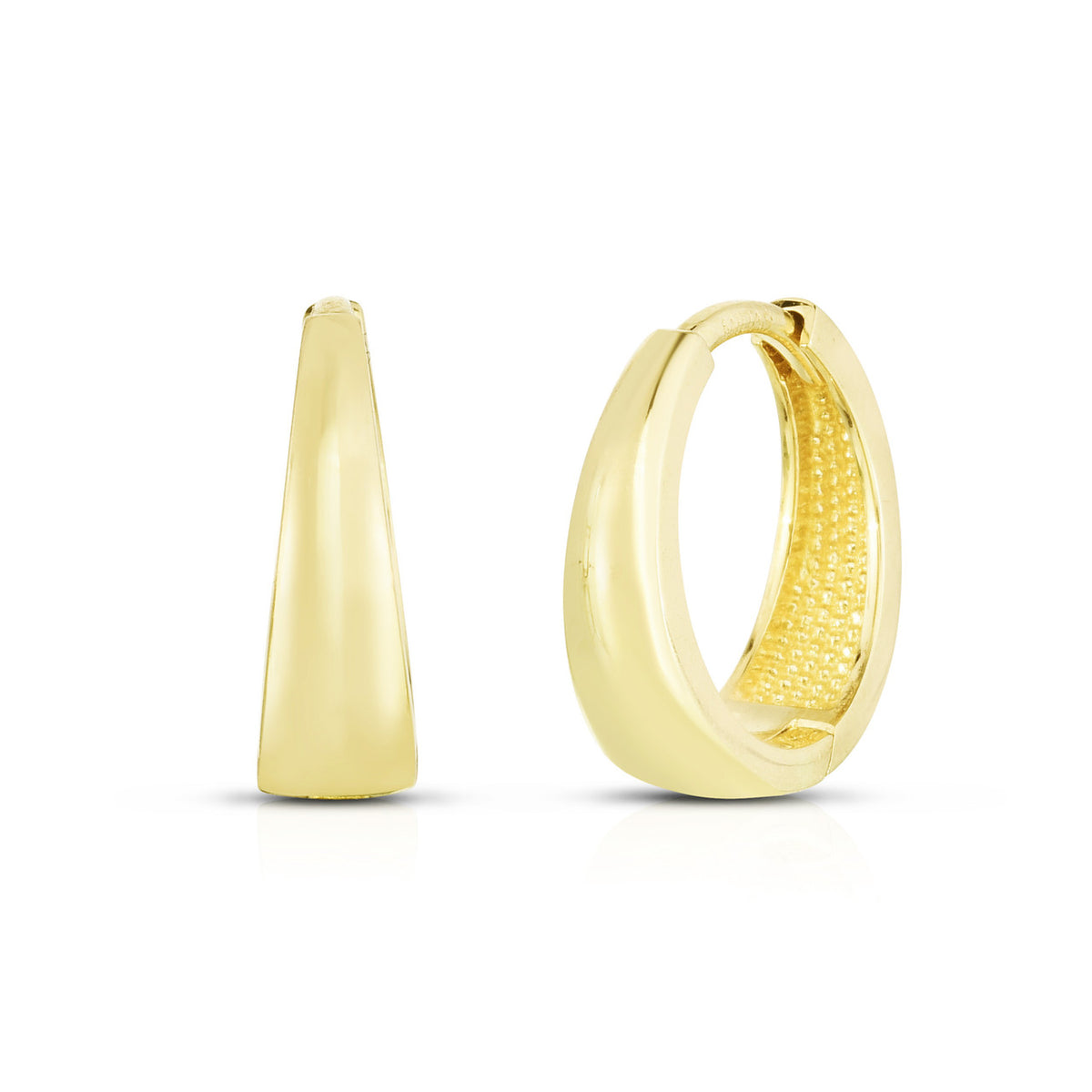 Tapered Gold Huggies, 14k yellow gold - URBAETIS Fine Jewelry
