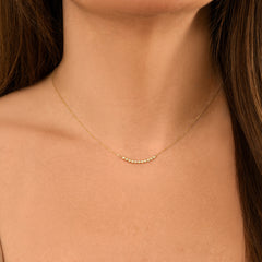 Tiny Bezel Diamond Bar Necklace, 14K Yellow Gold- URBAETIS Fine Jewelry