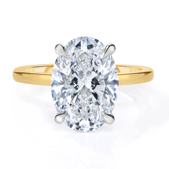 3.07 Oval Lab Diamond in Skinny Solitaire Engagement Ring