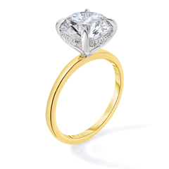 3.02 Round Lab Diamond in Skinny Solitaire with Hidden Halo