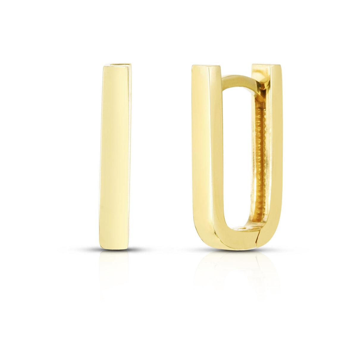 U Shaped Gold Huggies, 14k yellow gold - URBAETIS Fine Jewelry