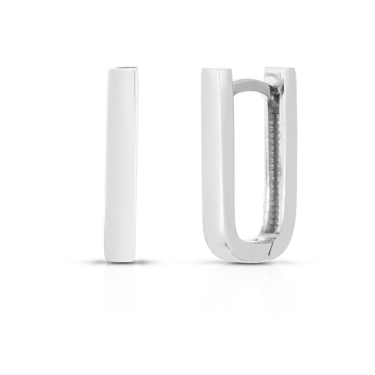 U Shaped Gold Huggies, 14k white gold - URBAETIS Fine Jewelry