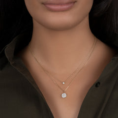 Round Diamond Shield Necklace