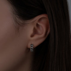 Petite Diamond Cuban Chain Huggies