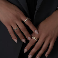 Diamond and Cuban Chain Double Ring