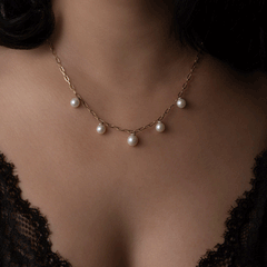 Pearl and Diamond Charm Chain Necklace