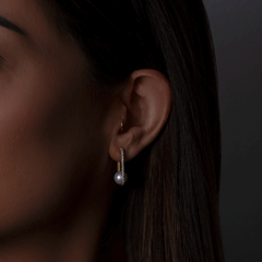 Pearl and Diamond U Hoops