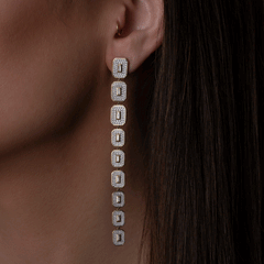 Baguette Diamond Shield Statement Earrings