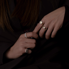 Rectangle Diamond Border Signet Ring