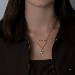 Gold and Diamond Pyramid Bar Necklace