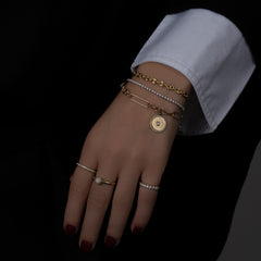 Baguette Medallion Charm Bracelet