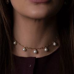 Pearl and Diamond Charm Chain Necklace