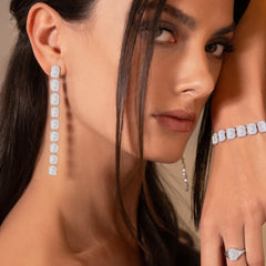 Pave' and Baguette Diamond Shield Statement Bracelet, 14K White Gold - URBAETIS Fine Jewelry