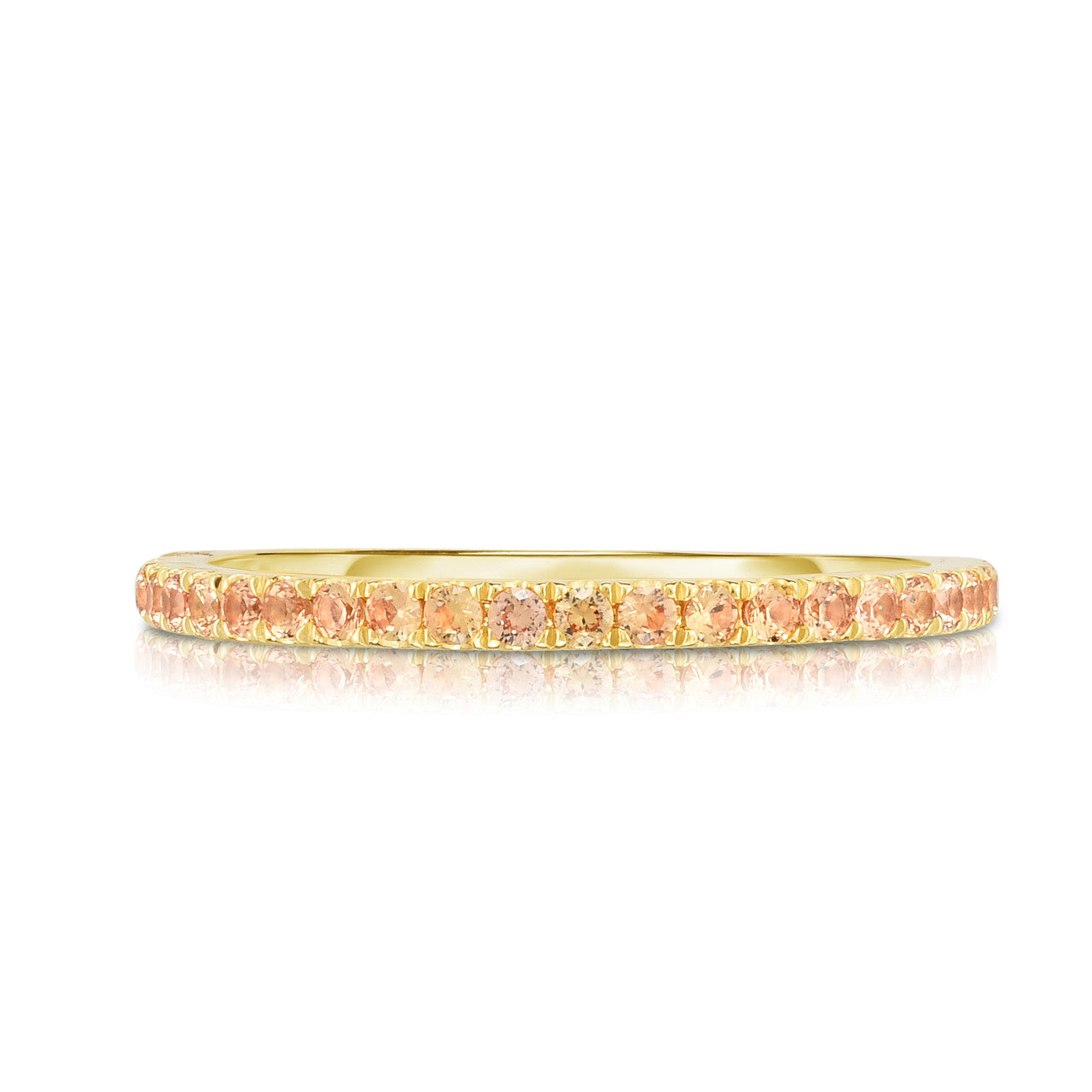Pastel Orange Yellow Sapphire 1/2 Eternity Ring, 14k yellow gold - Urbaetis Fine Jewelry