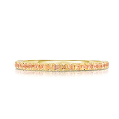 Pastel Orange Yellow Sapphire 1/2 Eternity Ring, 14k yellow gold - Urbaetis Fine Jewelry