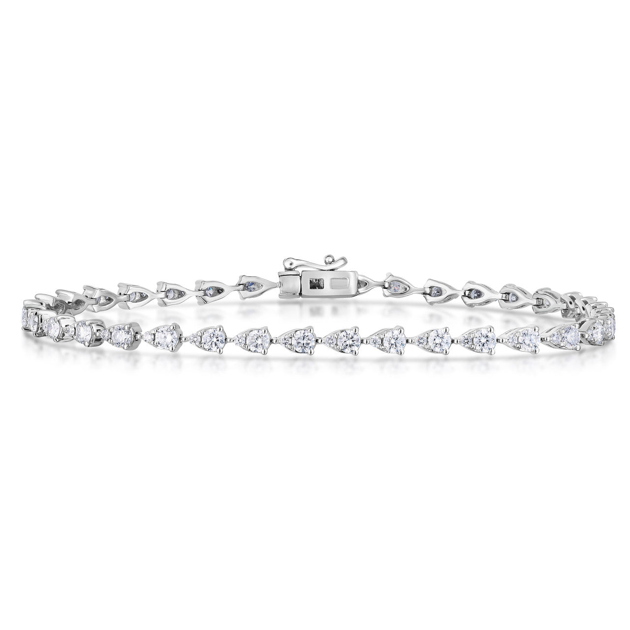 Pear Illusion Diamond Tennis Bracelet, 14K White Gold- URBAETIS Fine Jewelry