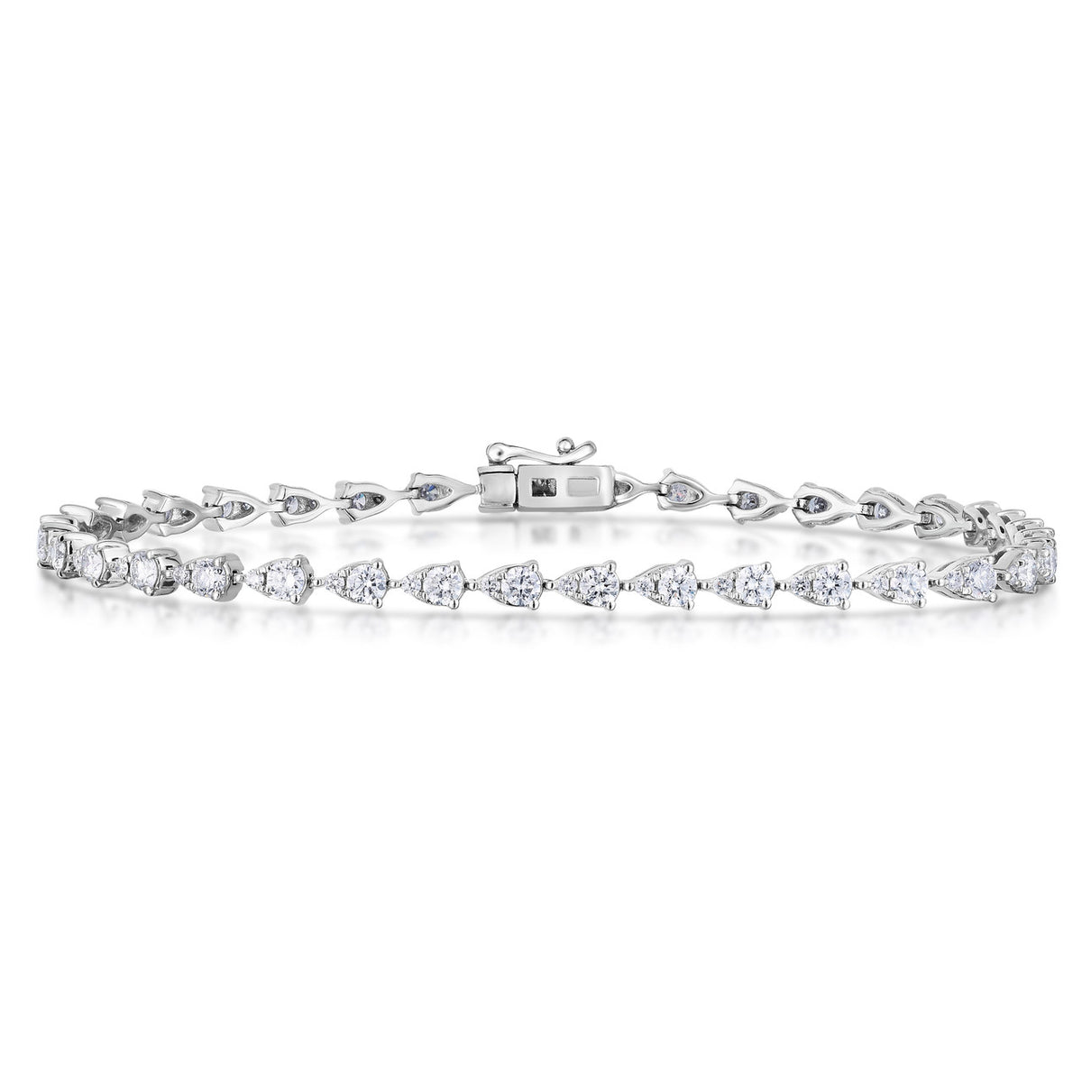 Pear Illusion Diamond Tennis Bracelet, 14K White Gold- URBAETIS Fine Jewelry
