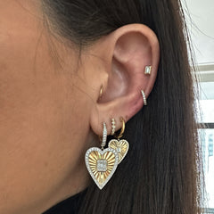 Fluted Emerald Illusion Heart Earrings, 14K Yellow Gold- URBAETIS Fine Jewelry