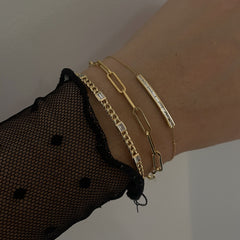 Channel Set Baguette Diamond Bracelet, 14K Yellow Gold- URBAETIS Fine Jewelry