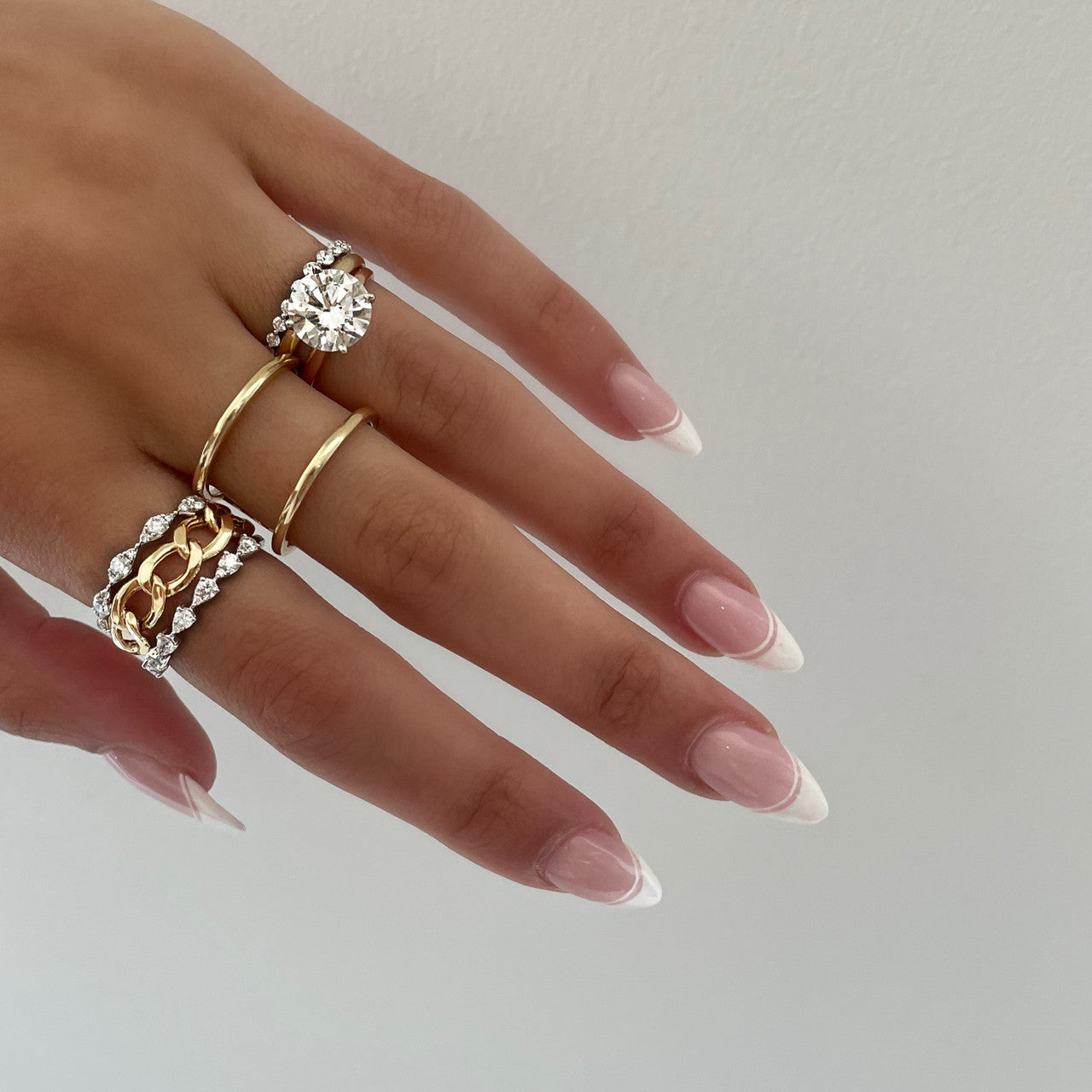 Illusion Marquise Diamonds Stackable Ring in 14K White Gold- URBAETIS Fine Jewelry