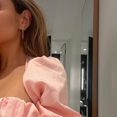 Rainbow Sapphire Long link Earrings, 14K yellow gold- URBAETIS Fine Jewelry