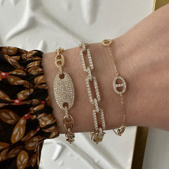 Diamond Mariner Link ID Bracelet, 14K Yellow gold- URBAETIS Fine Jewelry