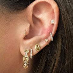 Gold Mariner Hoops with Diamond Links, 14K Yellow gold- URBAETIS Fine Jewelry