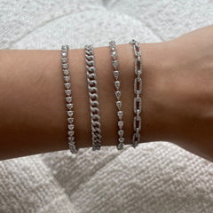 Delicate Diamond Long link Bracelet,14k White Gold- URBAETIS Fine Jewelry