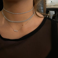 Diamond Cuban Link Chain Choker, 14K White Gold- URBAETIS Fine Jewelry