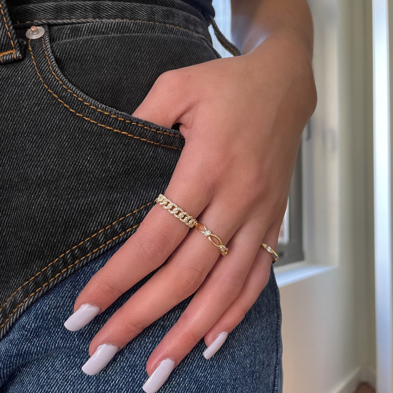 Open Diamond Band, 14K Yellow Gold- URBAETIS Fine Jewelry