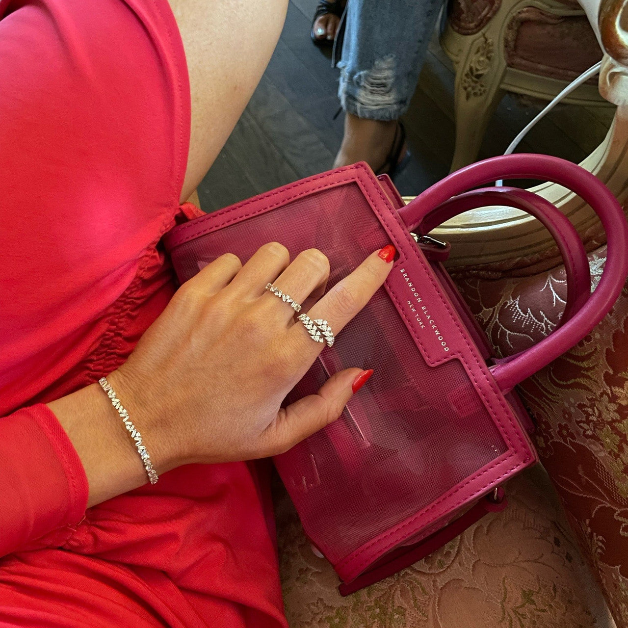 Pear and Round Diamond Bypass Ring, 14K White gold- URBAETIS Fine Jewelry